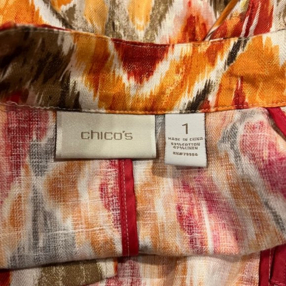 Chico's Multicolored No Close 3/4 Sleeve Jacket Size Medium - Picture 10 of 10
